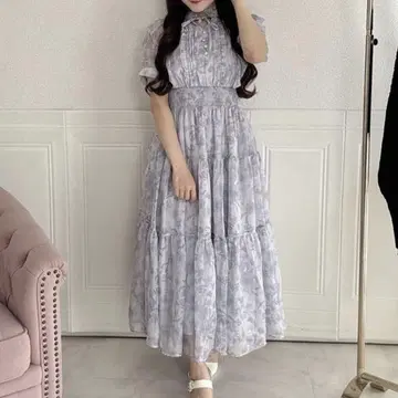 evelyn 라메 프릴 꽃무늬 OP