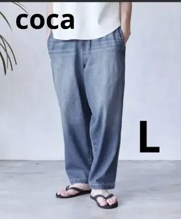 경량 썸머 데님 허리 밴딩 벌룬 팬츠 L 사이즈 블루