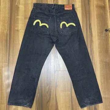 EVISU Lot:2001 선염 카모메 블랙 데님 팬츠 34