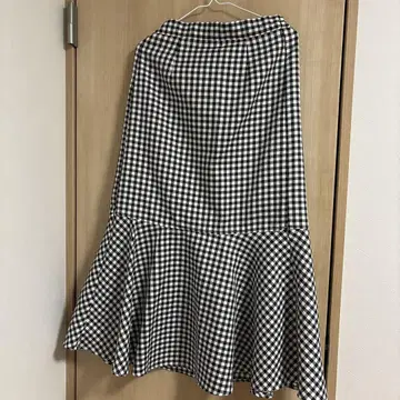 깅엄 체크 플레어 롱 스커트 F 사이즈