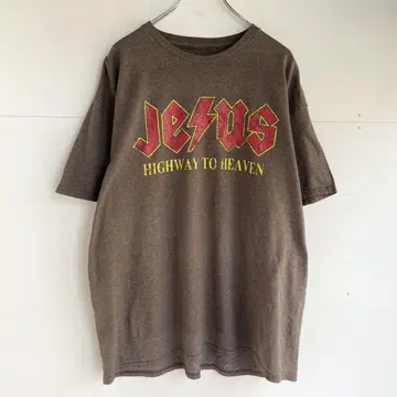 AC/DC 패러디 티셔츠 프린트 티 반팔 빈티지 구제 의류 Jesus