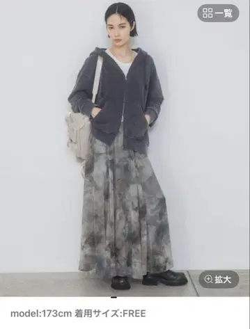 JEANASIS 뉘앙스 프린트 플레어 스커트 그레이 S