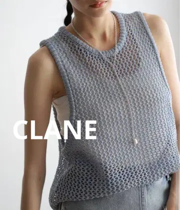 CLANE 라운드 메쉬 니트 베스트 풀오버 린넨 혼방