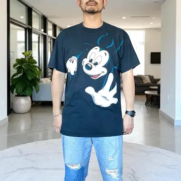 레어 L 90s 디즈니 미키 미키 티셔츠 USA