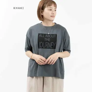 로고 반팔 티셔츠 카키 일본제 블루레이크 마켓