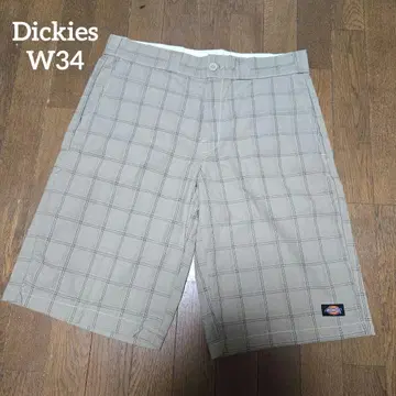 디키즈 체크 무늬 숏 팬츠 베이지 W34
