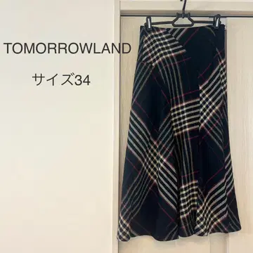 TOMORROWLAND 울 타탄 체크 플레어 스커트