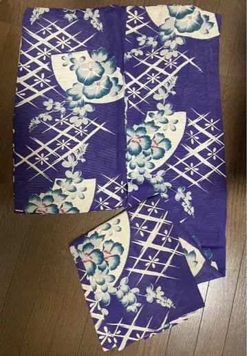 앤티크 여름용 코몬 명주 (보라색) 검색 후리후쿠리 기모노 야마토