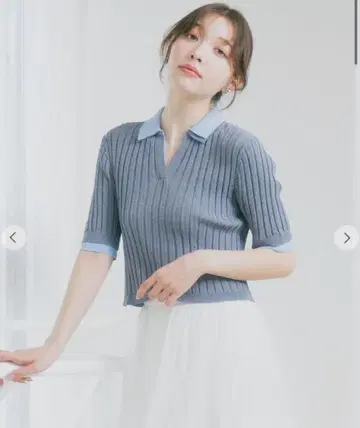 릴리안 캐럿 더블 옷깃 폴로 니트
