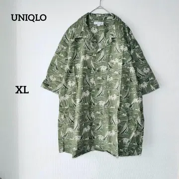 새상품급 유니클로 레인 스푸너 오픈 카라 셔츠 그린 XL