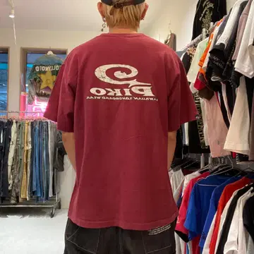 PIKO XL 서핑 y2k 라메 싱글 스티치 오버 사이즈 티셔츠