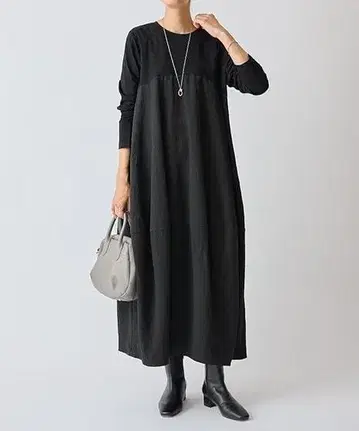BEARDSLEY 비어즐리 자카드 말 원피스 블랙