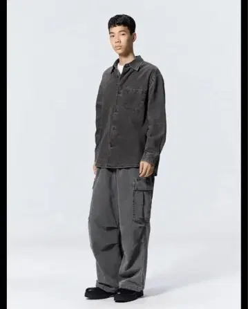 지유 데님 슈퍼 와이드 카고 팬츠 M