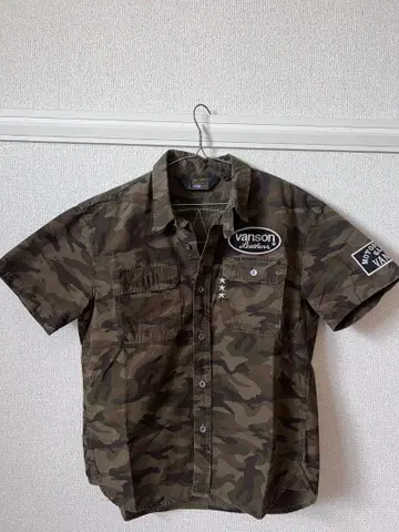 VANSON 카모플라주 반팔 셔츠 L