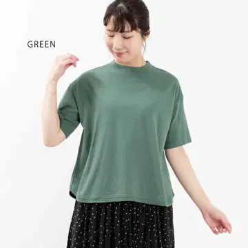 무지 A 라인 반팔 티셔츠 그린 일본제 블루 레이크 마켓