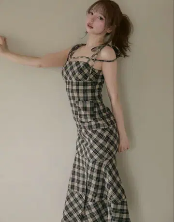 ANDMARY Cecily 체크 롱 드레스 앤드 마리