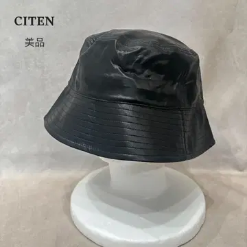 새상품급 CITEN 시텐 인조 가죽 버킷 햇 블랙
