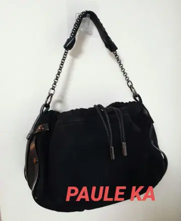 PAULE KA PARIS 블랙 스웨이드 핸드백