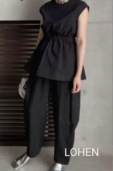 미사용 LOHEN 하이 카운트 코튼 브라우징 블라우스 블랙