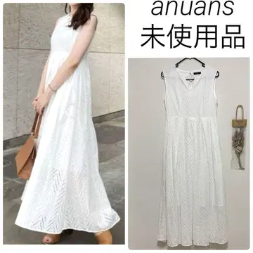 미사용 anuans 컷워크 레이스 맥시 원피스 화이트
