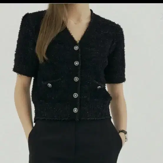 ★ODOR★ Twee crop cardigan in glitter black P0000GES 17505564_36514312_600.jpg