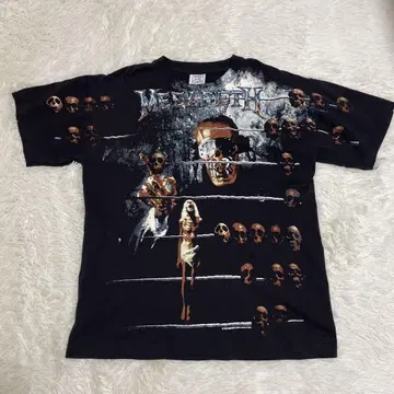 90s MEGADETH 메가데스 밴드 티 USA제 XL 블랙 올 패턴