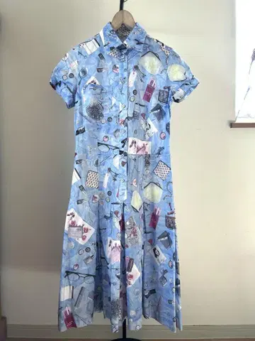 폴스미스 블랙 올 패턴 셔츠 원피스 A 라인