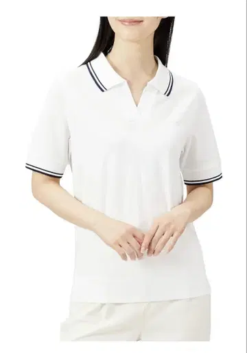 라코스테 LACOSTE 밑단 리브 반팔 피케 셔츠 여성용 36