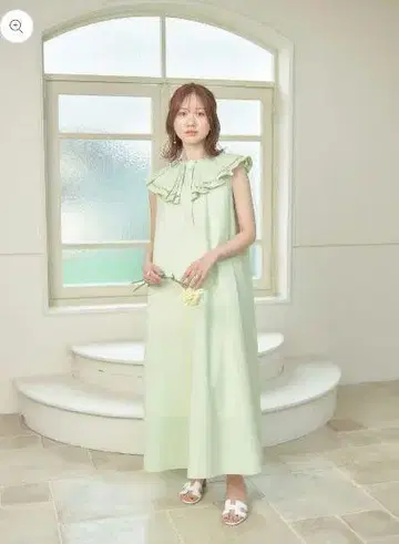 사다리 레이스 빅 칼라 원피스 메종 에 쉘