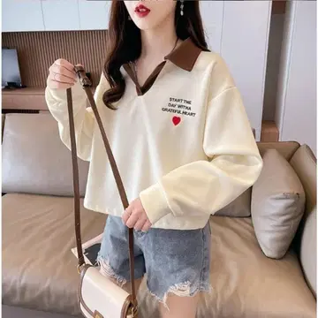 크림색 오버 사이즈 피케 셔츠