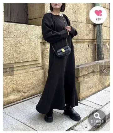 볼륨 슬리브 머메이드 원피스
