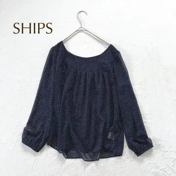 쉽스 도트 무늬 쉬폰 블라우스 비침 (M) 가벼운 소재 봄/여름