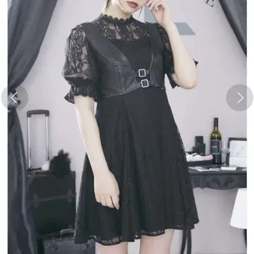 EATME 이토미 뷔스티에가 달린 레이스 원피스 양산형 지뢰계