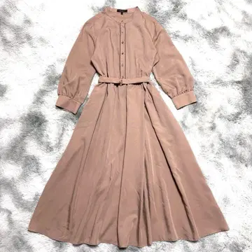 리플렉트 노카라 롱 플레어 셔츠 원피스 9 밴드 카라 A 라인