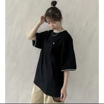 dazzlin POLO 콜라보 바이컬러 빅 티셔츠 랄프 로렌 블랙