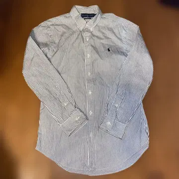 Ralph Lauren 버튼 다운 셔츠 슬림 핏 화이트 블랙 스트라이프