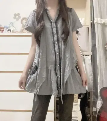 다크 코케트 그런지 y2k 모리걸 레이스 프릴 튜닉