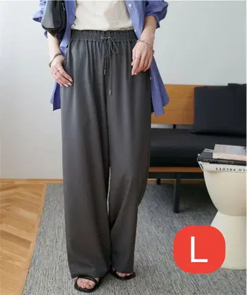 DISCOAT 드레이프감 있는 이지 팬츠 L 사이즈 그레이