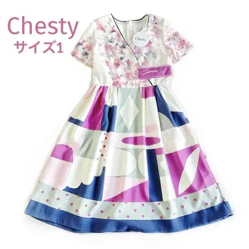 미사용 새상품 chesty 카슈쿨 프린트 원피스 꽃무늬 리본