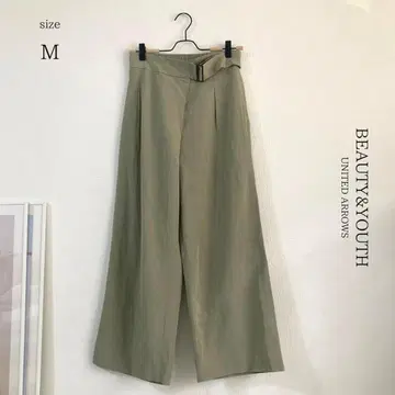 뷰티 앤 유스] 얇은 소재 플레어 와이드 팬츠 [M] 카키