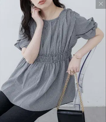 내추럴 꾸뛰르 나사 소매 페플럼 튜닉 natural couture