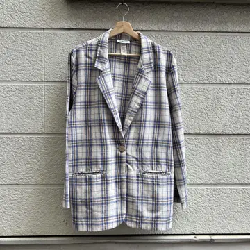 USED USA 구제 의류 체크 무늬 이지 테일러드 자켓 빈티지