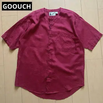 GOOUCH 버건디 린넨 반팔 셔츠