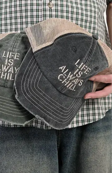 지하인 메쉬 캡 LIFE IS ALWAYS CHILL