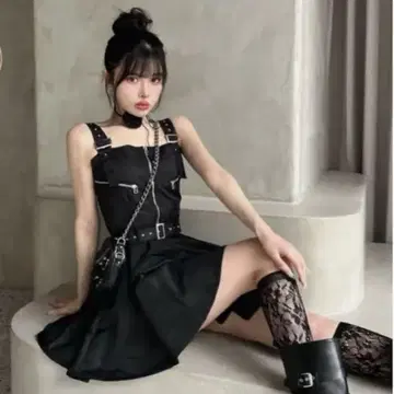 다리치 나일론 점퍼 미니 원피스