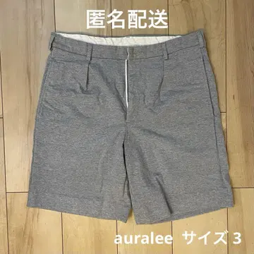 auralee 오라리 그레이 숏 팬츠 백 포켓 부착