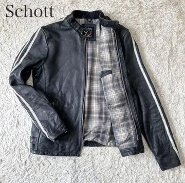 Schott 클래식 레이서 싱글 가죽 자켓 사이드 라인 M