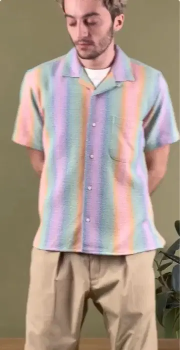 gitman vintage 오픈 카라 반팔 셔츠 담요 원단
