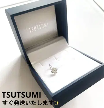 TSUTSUMI 츠츠미 한쪽 귀 다이아몬드 귀걸이 K10 실버 플라워 꽃