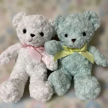 로즈 보아 베어 미니백 곰 봉제 인형 화이트 그린